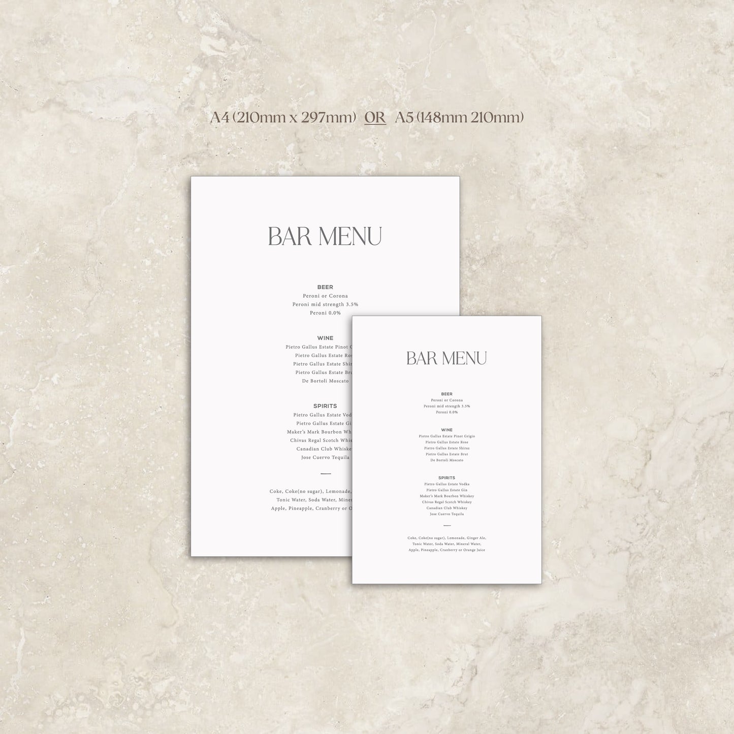Classica Bar Menu Sign