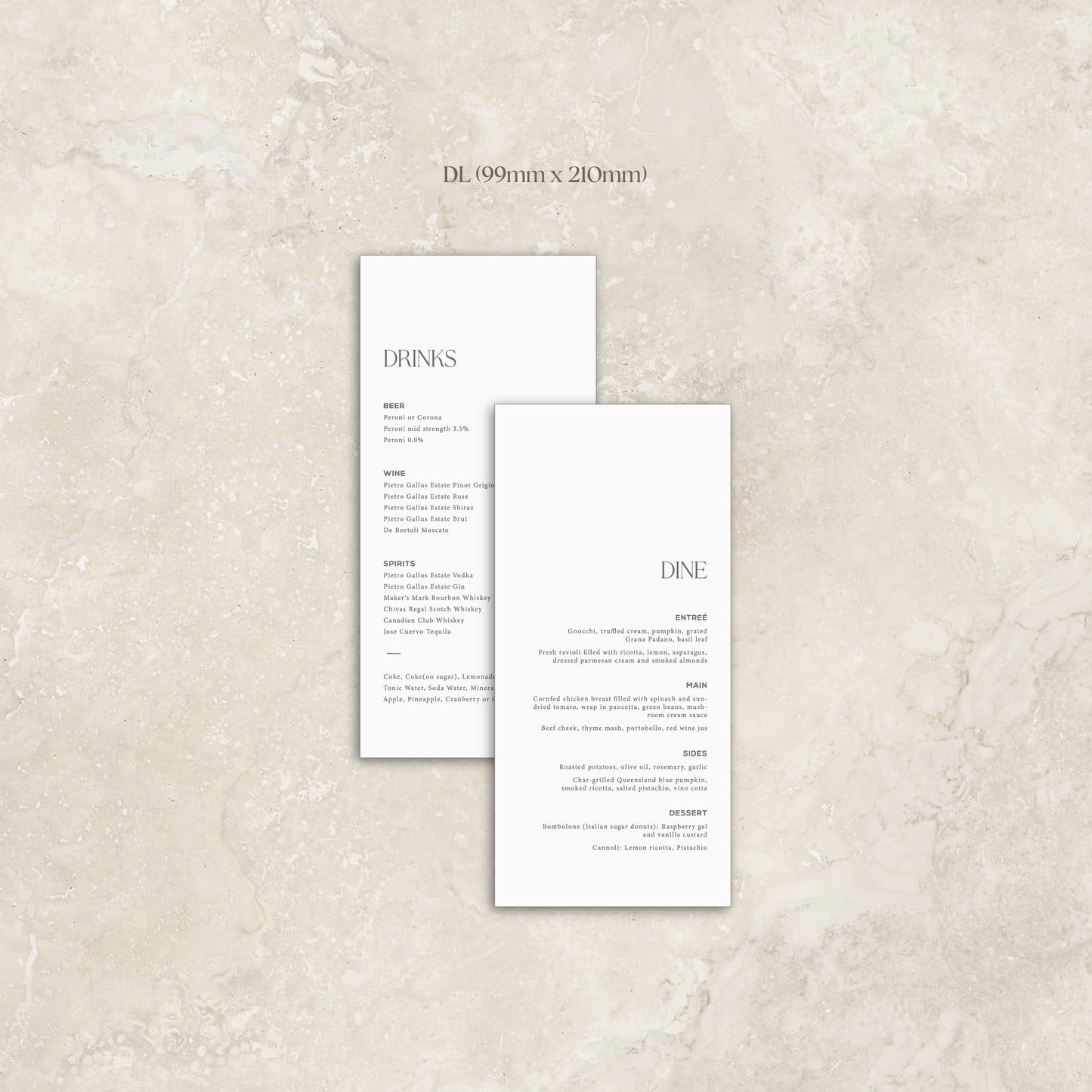 Classica Menu Card