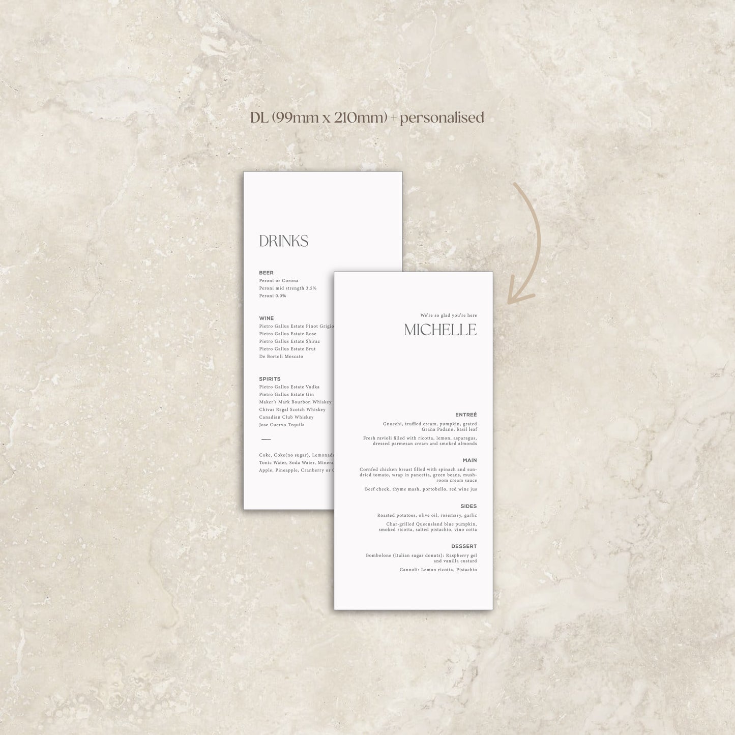 Classica Menu Card