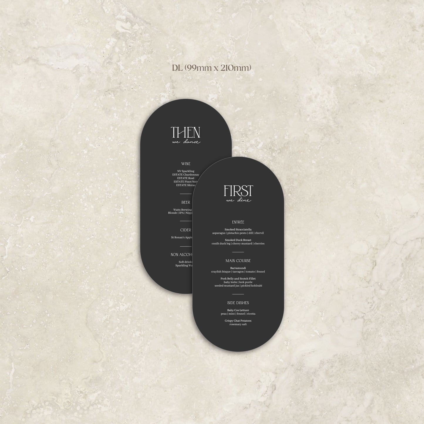 Charisma Menu Card
