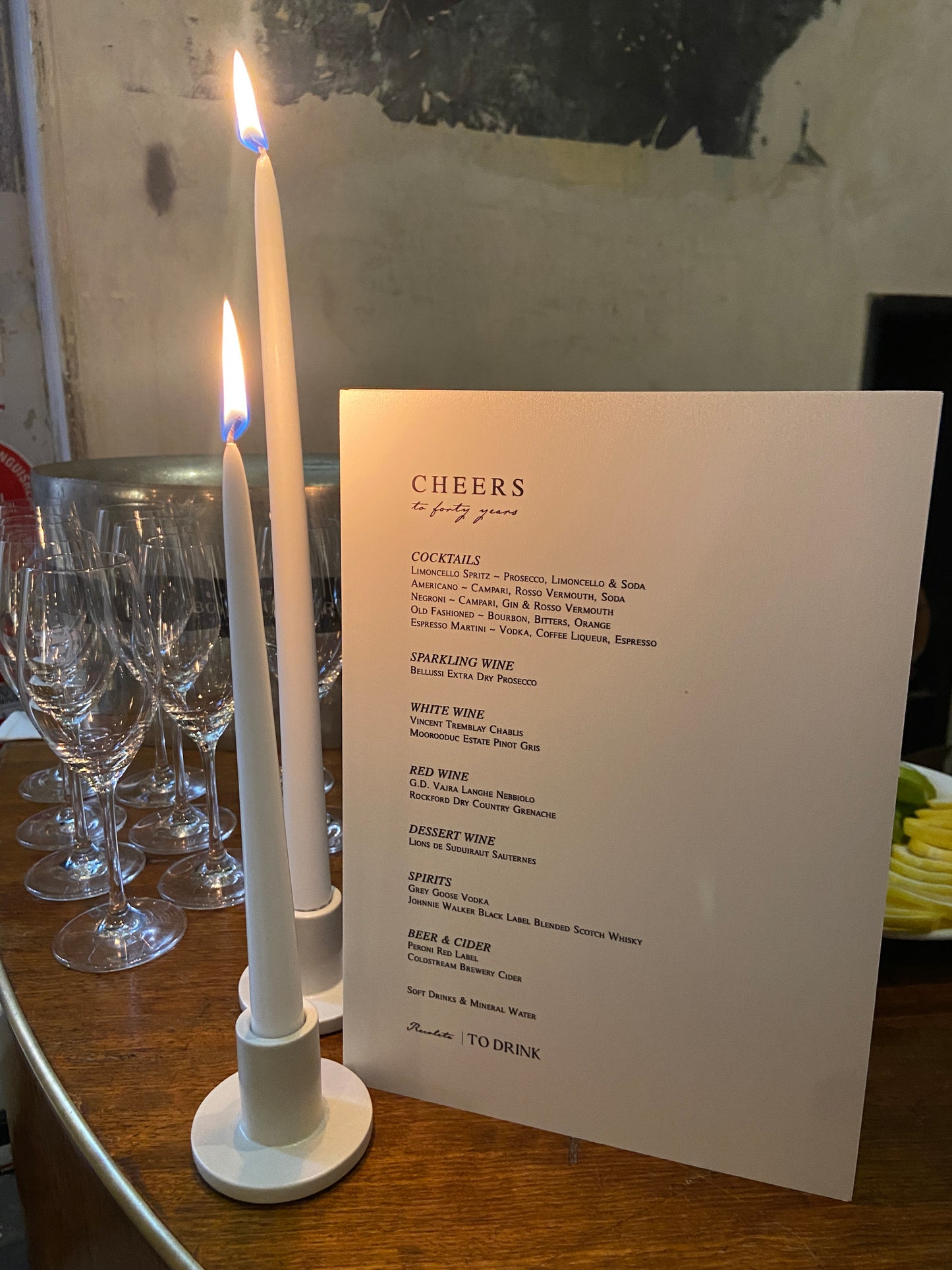 Classica Bar Menu Sign
