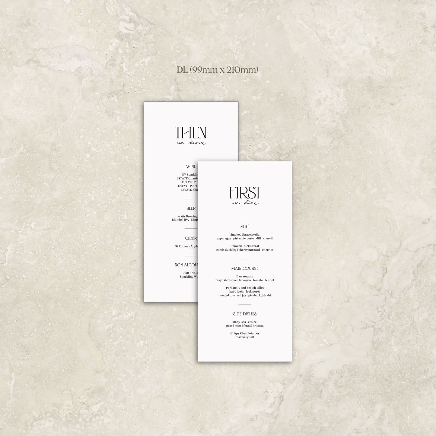 Charisma Menu Card