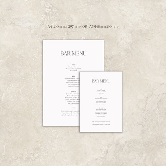 Classica Bar Menu Sign