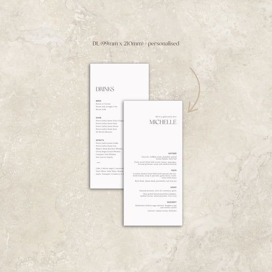 Classica Menu Card