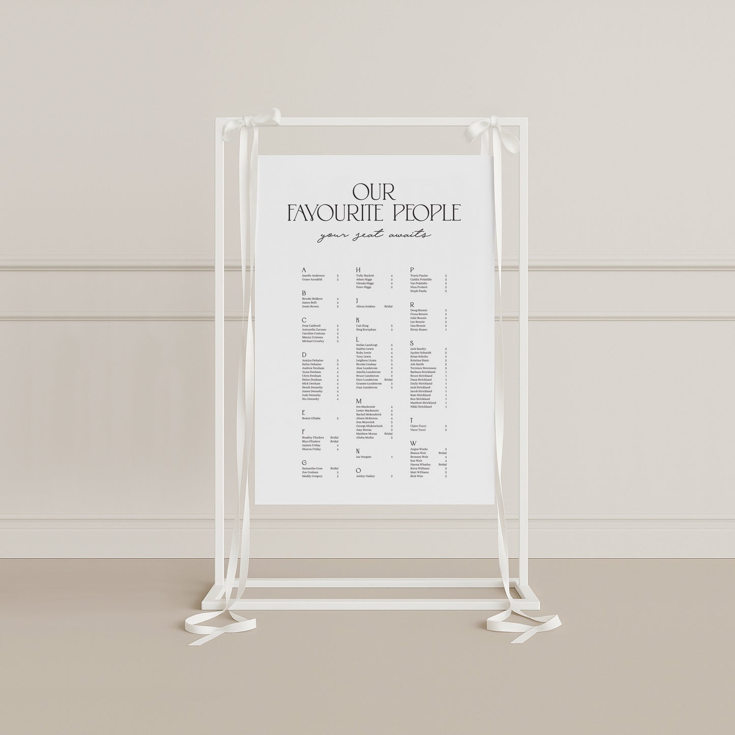 Charisma Board Seating Chart