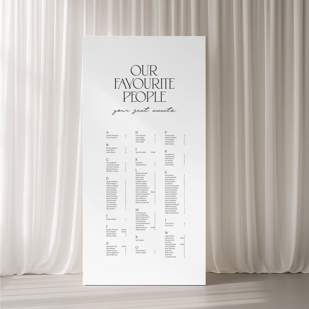 Charisma Board Seating Chart – Cloth and Confetti