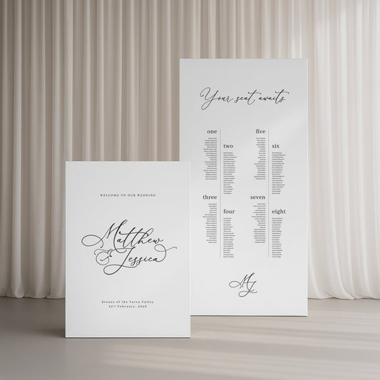 Charming Board Welcome & Seating Sign Duo