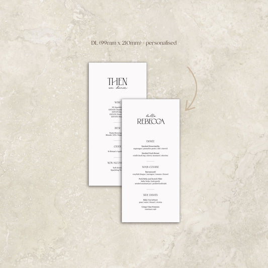 Charisma Menu Card